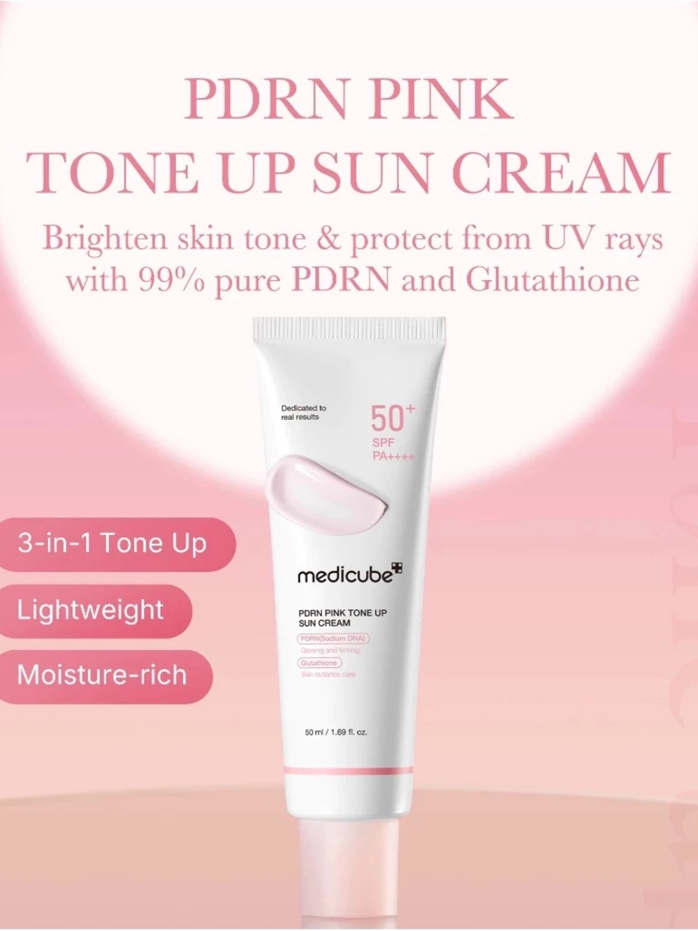 Medicube PDRN Pink Tone Up Sun Cream SPF50+ BNIB!